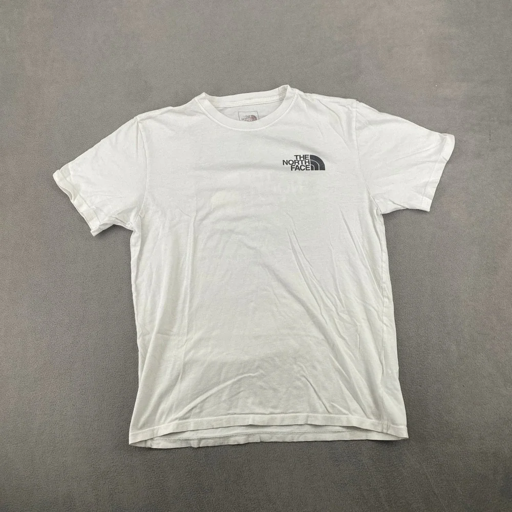 The North Face Mens White Lightning Graphic T-Shirt Medium Circular Design Logo